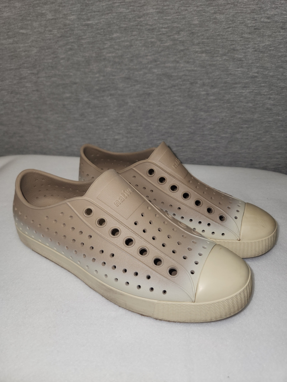 Native Slip-On Sneakers in Taupe and Off-White